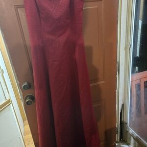 Strapless Burgundy Evening Dress